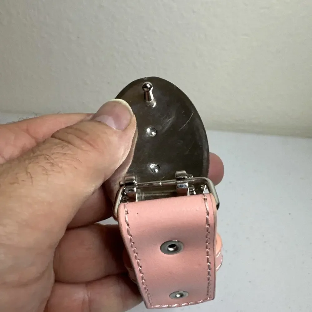 Nocona Belt Girls Mauve/Pink Horse Riding Buckle Western Cowgirl Leather Read